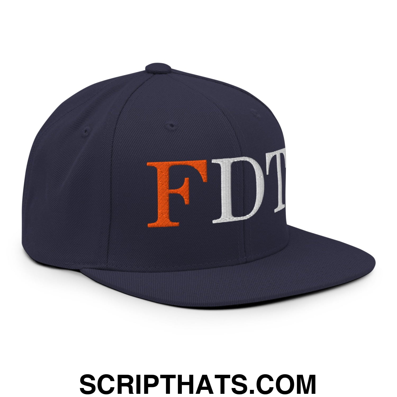 FDT Fuck Donald Trump Embroidered Flat Brim Bill Snapback Hat Navy