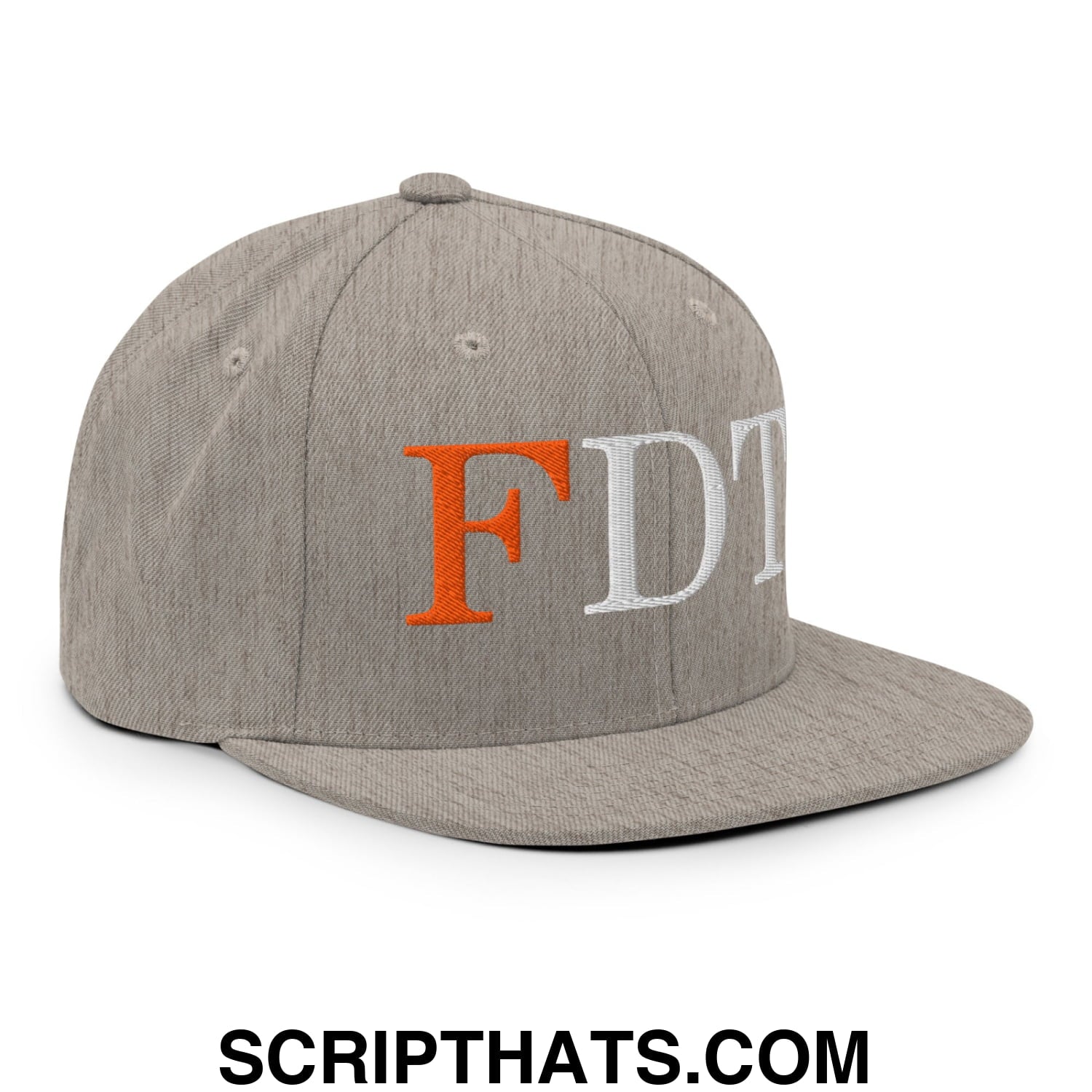 FDT Fuck Donald Trump Embroidered Flat Brim Bill Snapback Hat Heather Grey