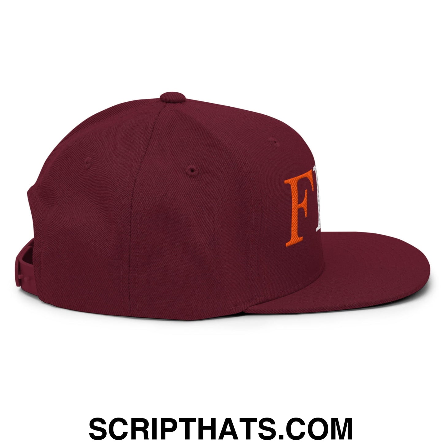 FDT Fuck Donald Trump Embroidered Flat Brim Bill Snapback Hat Maroon