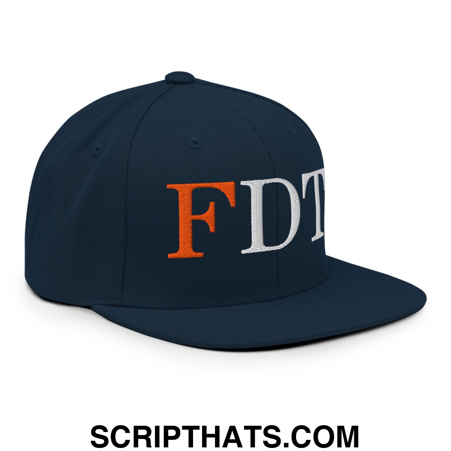 FDT Fuck Donald Trump Embroidered Flat Brim Bill Snapback Hat Dark Navy