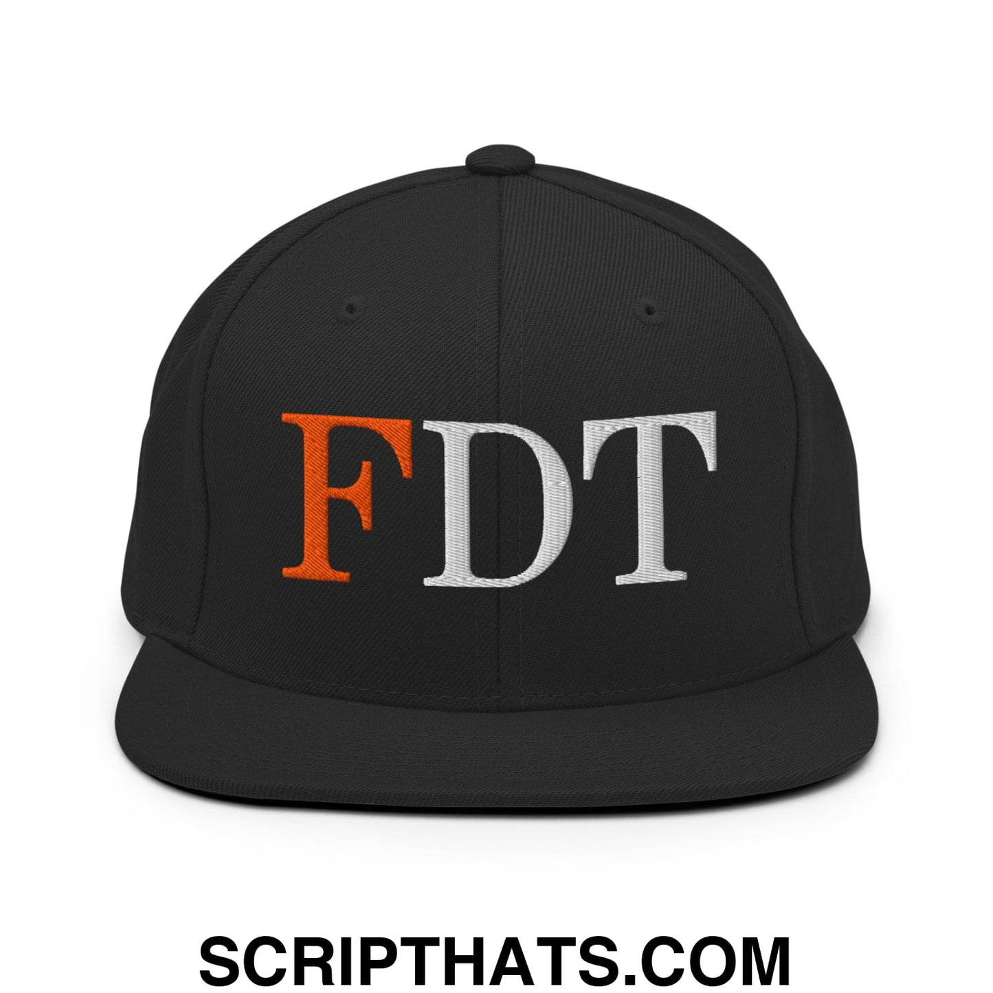 FDT Fuck Donald Trump Embroidered Flat Brim Bill Snapback Hat Black