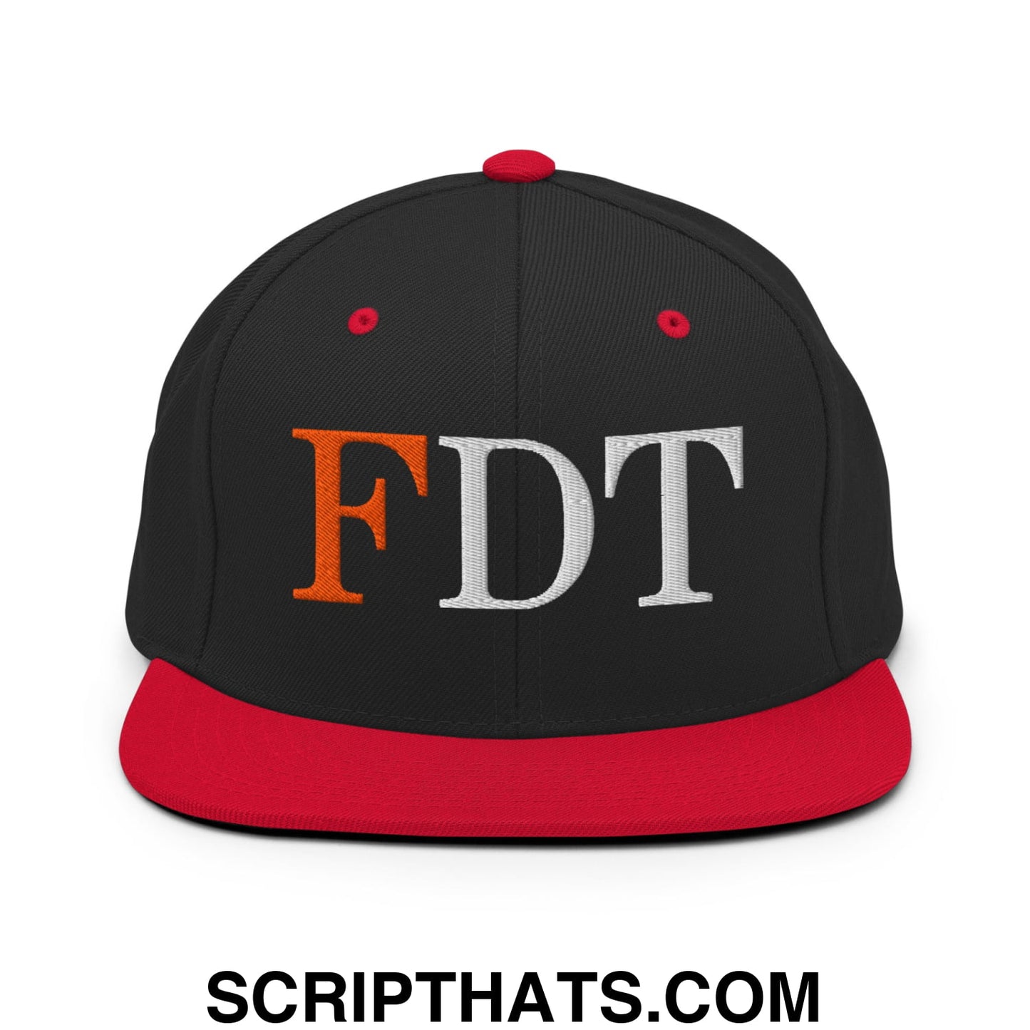 FDT Fuck Donald Trump Embroidered Flat Brim Bill Snapback Hat Black Red