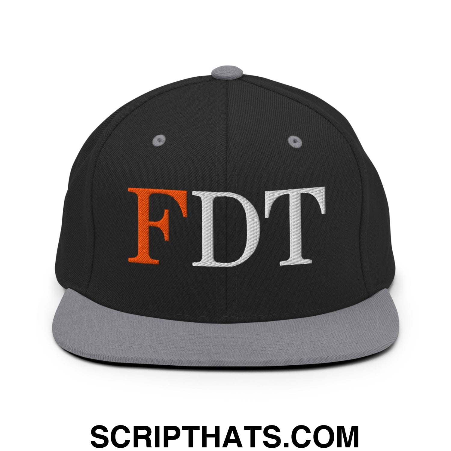 FDT Fuck Donald Trump Embroidered Flat Brim Bill Snapback Hat Black Silver