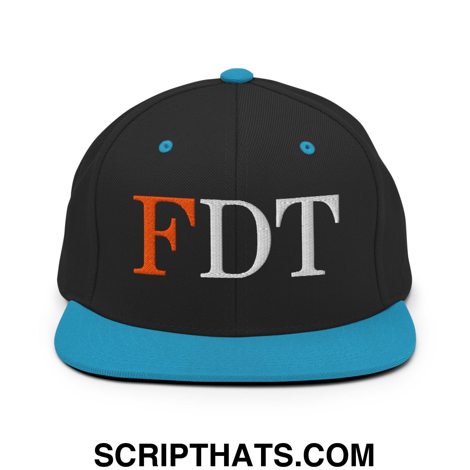 FDT Fuck Donald Trump Embroidered Flat Brim Bill Snapback Hat Black Teal