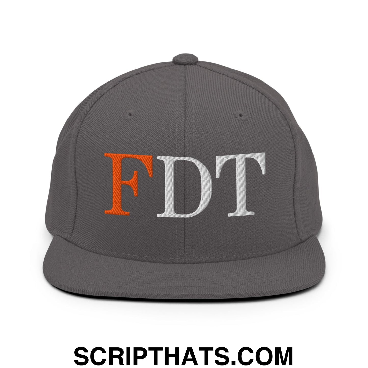 FDT Fuck Donald Trump Embroidered Flat Brim Bill Snapback Hat Dark Grey