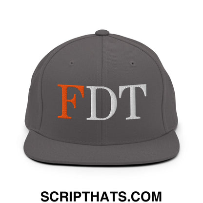 FDT Fuck Donald Trump Embroidered Flat Brim Bill Snapback Hat Dark Grey