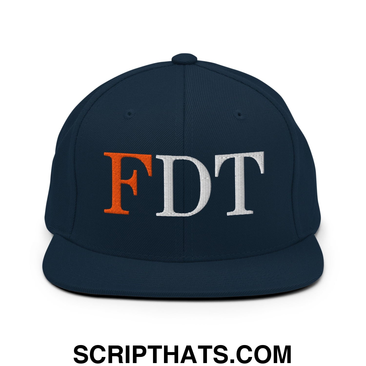FDT Fuck Donald Trump Embroidered Flat Brim Bill Snapback Hat Dark Navy