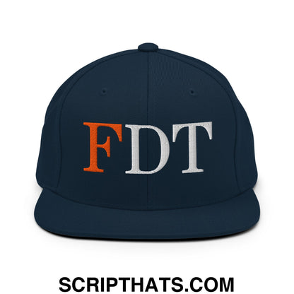 FDT Fuck Donald Trump Embroidered Flat Brim Bill Snapback Hat Dark Navy