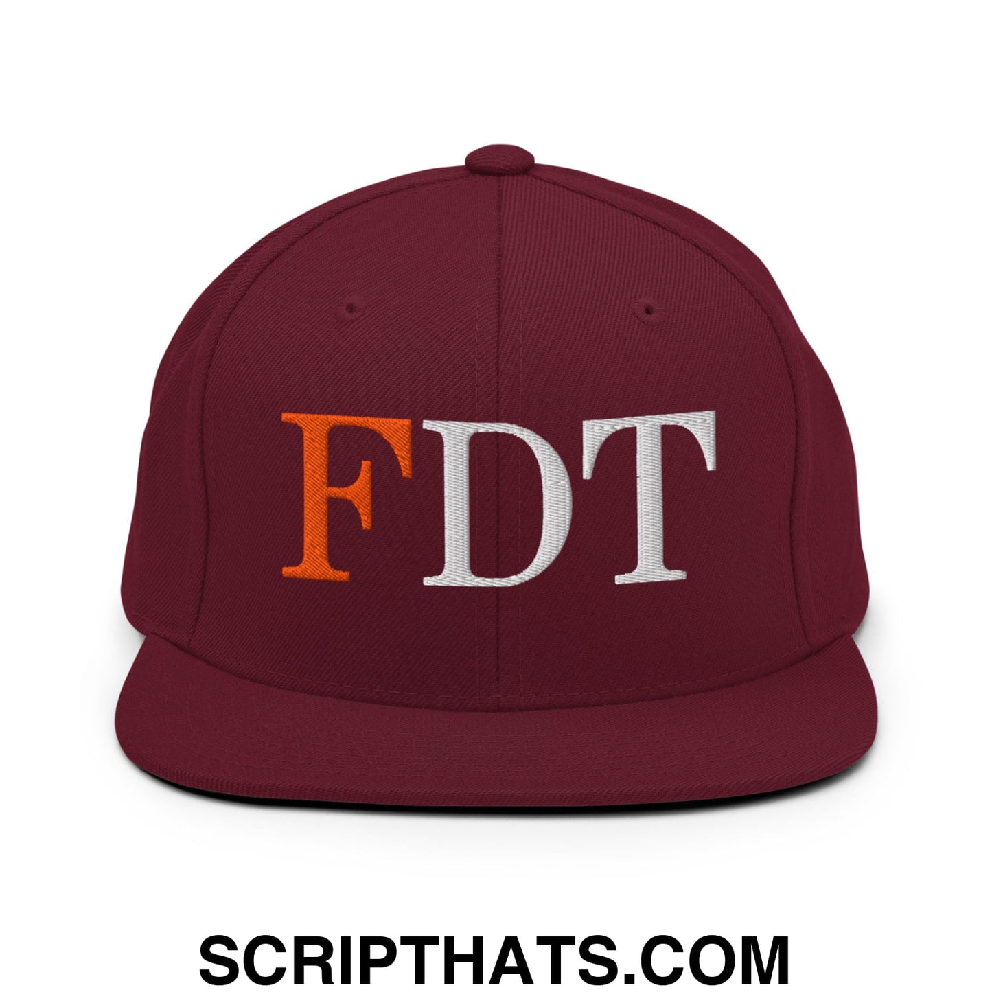 FDT Fuck Donald Trump Embroidered Flat Brim Bill Snapback Hat Maroon