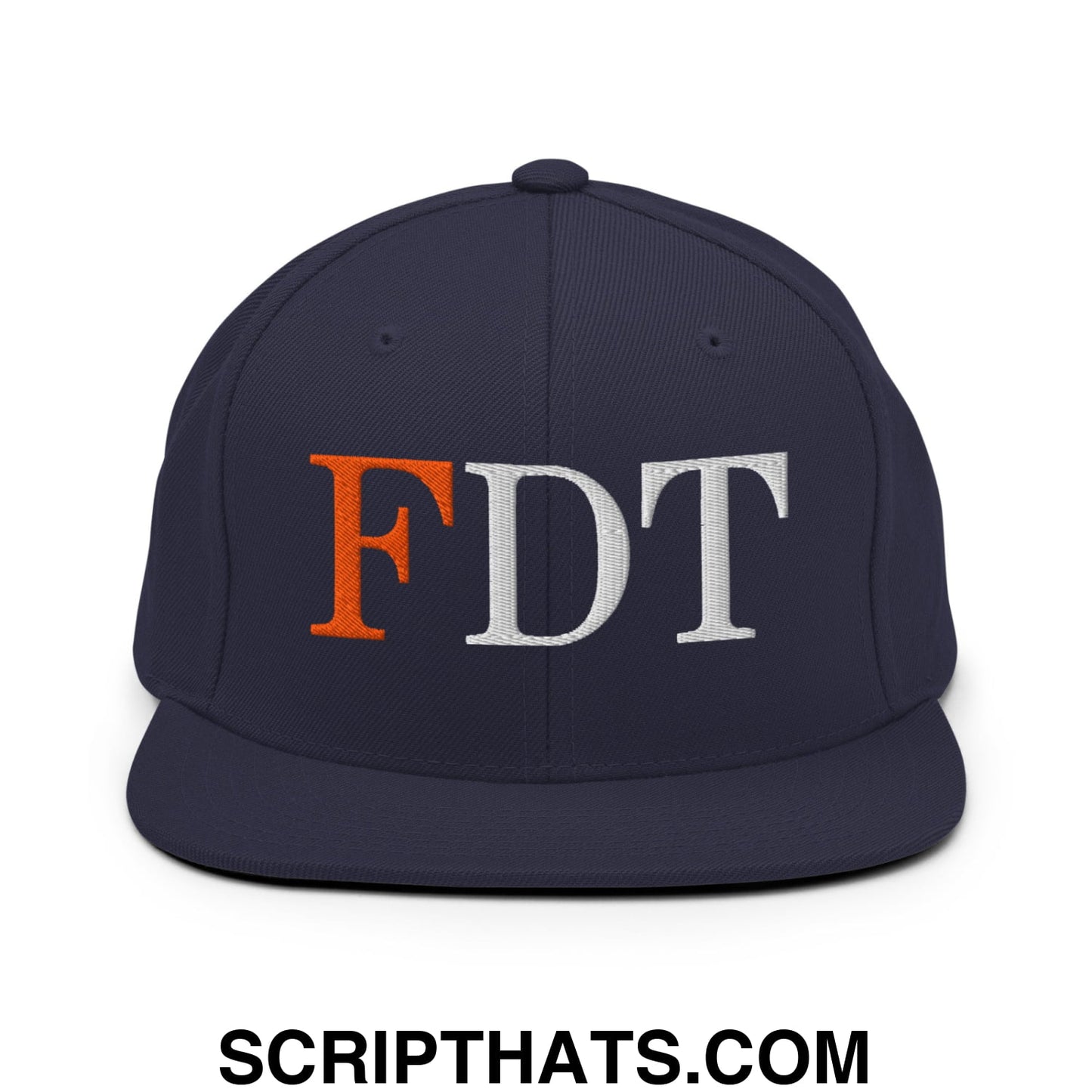 FDT Fuck Donald Trump Embroidered Flat Brim Bill Snapback Hat Navy