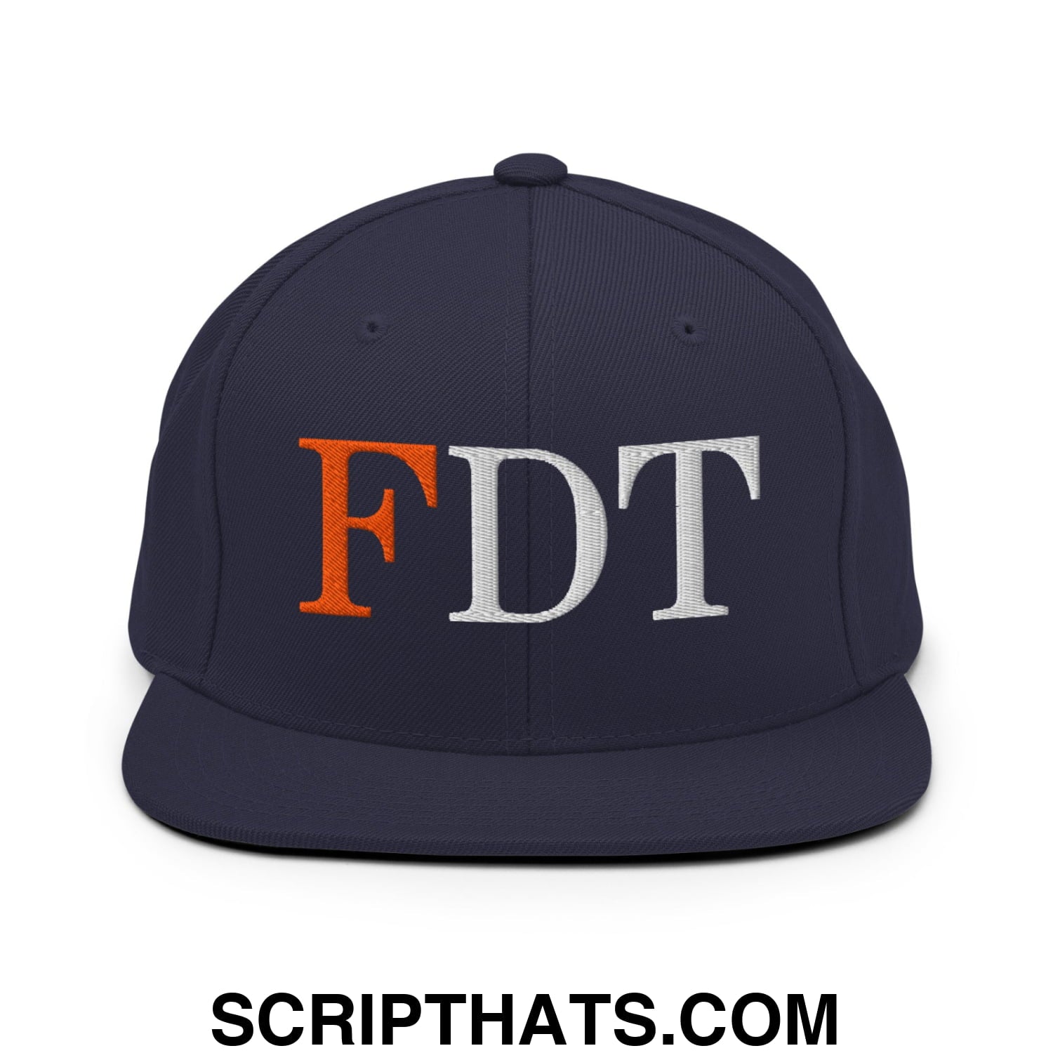 FDT Fuck Donald Trump Embroidered Flat Brim Bill Snapback Hat Navy