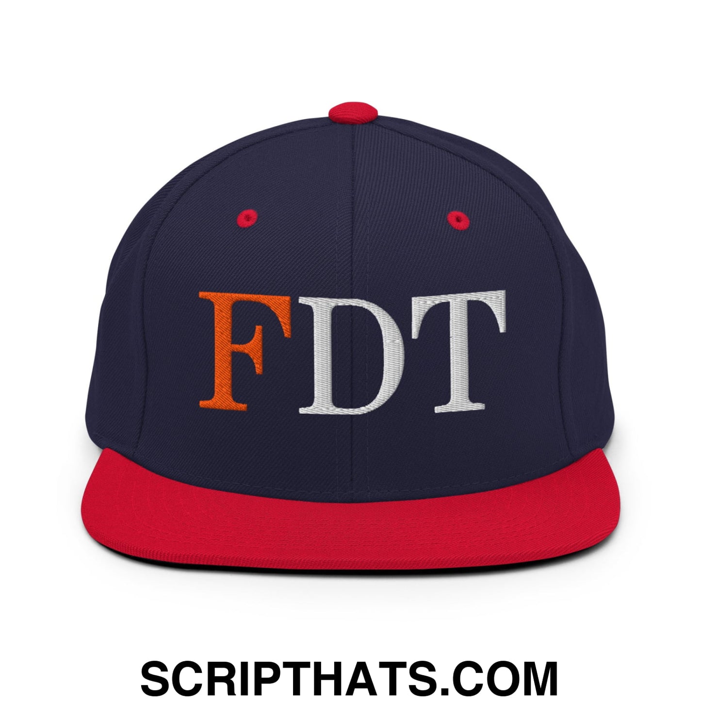 FDT Fuck Donald Trump Embroidered Flat Brim Bill Snapback Hat Navy Red