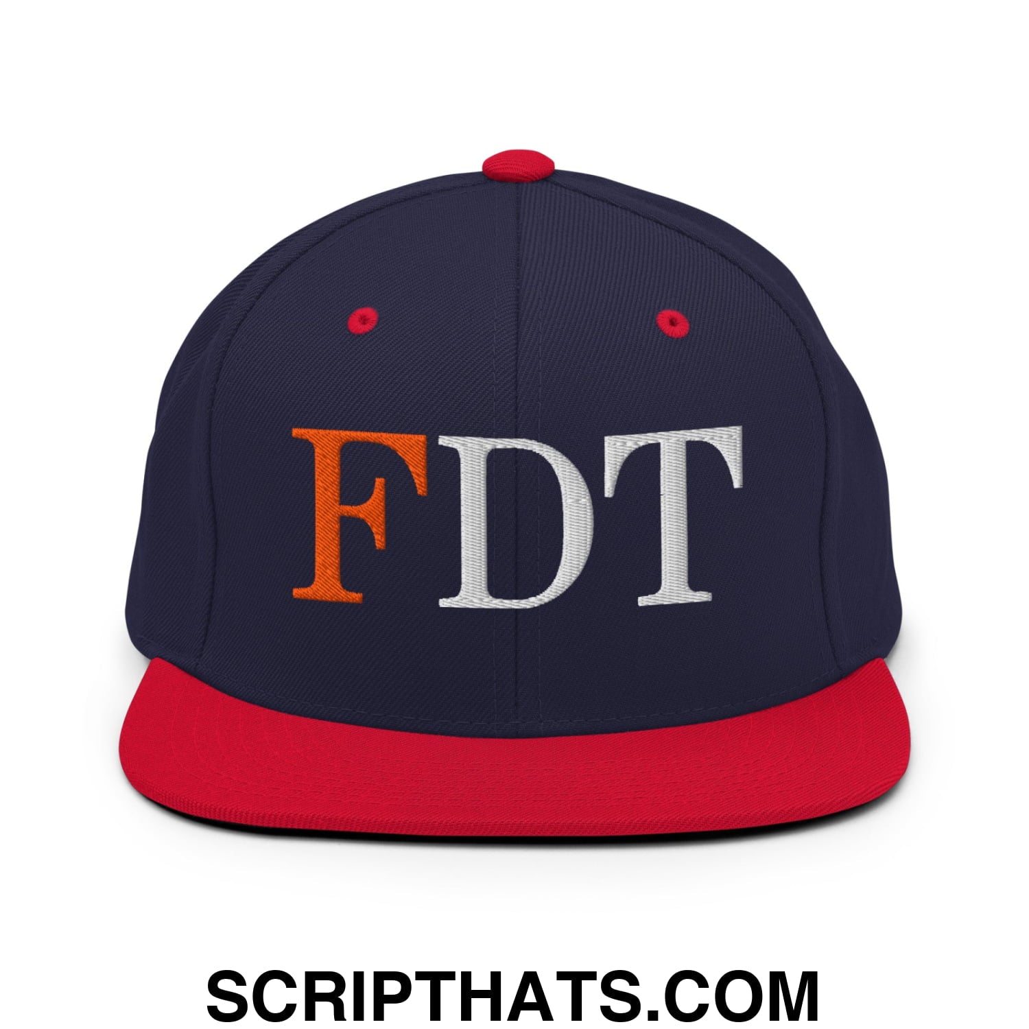 FDT Fuck Donald Trump Embroidered Flat Brim Bill Snapback Hat Navy Red
