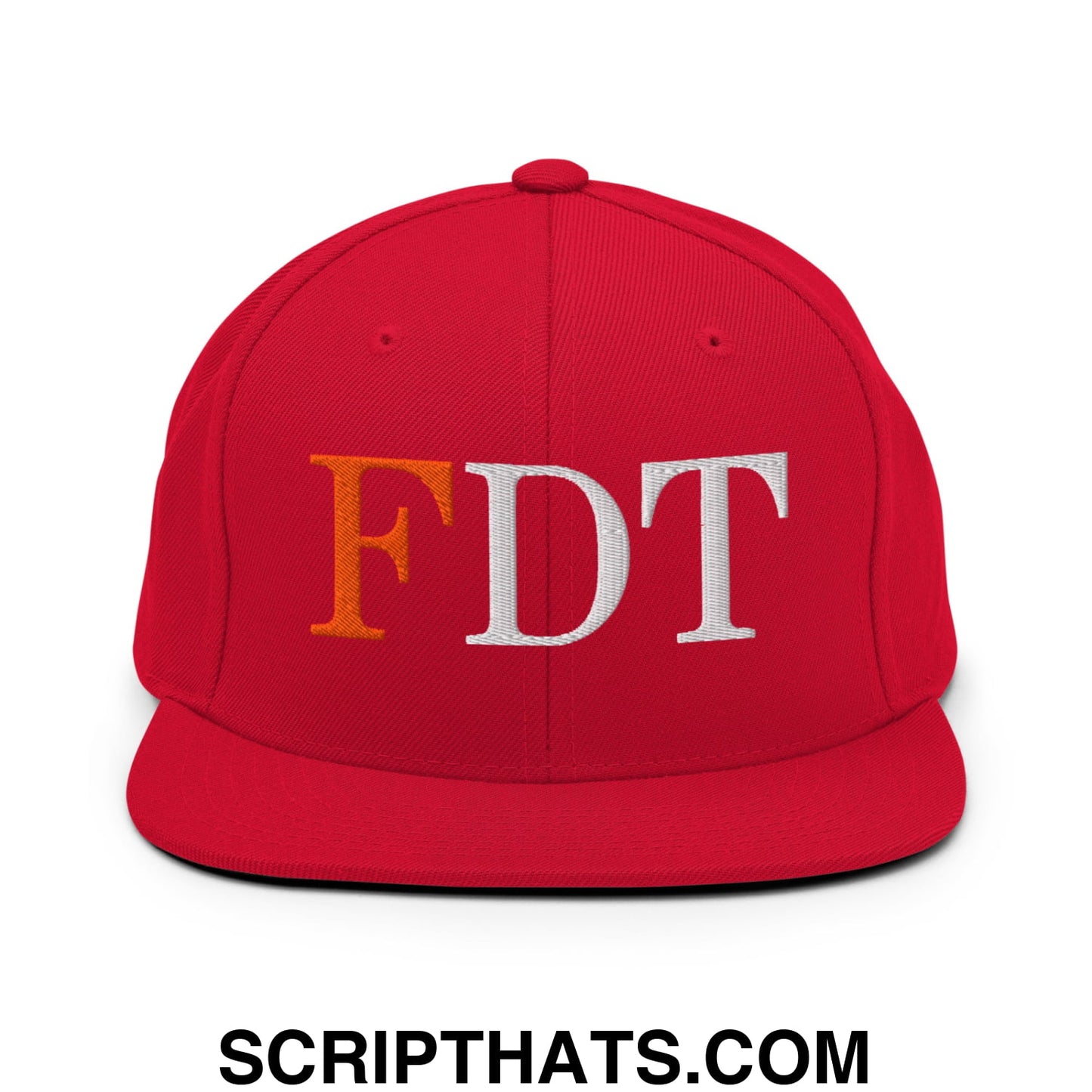 FDT Fuck Donald Trump Embroidered Flat Brim Bill Snapback Hat Red