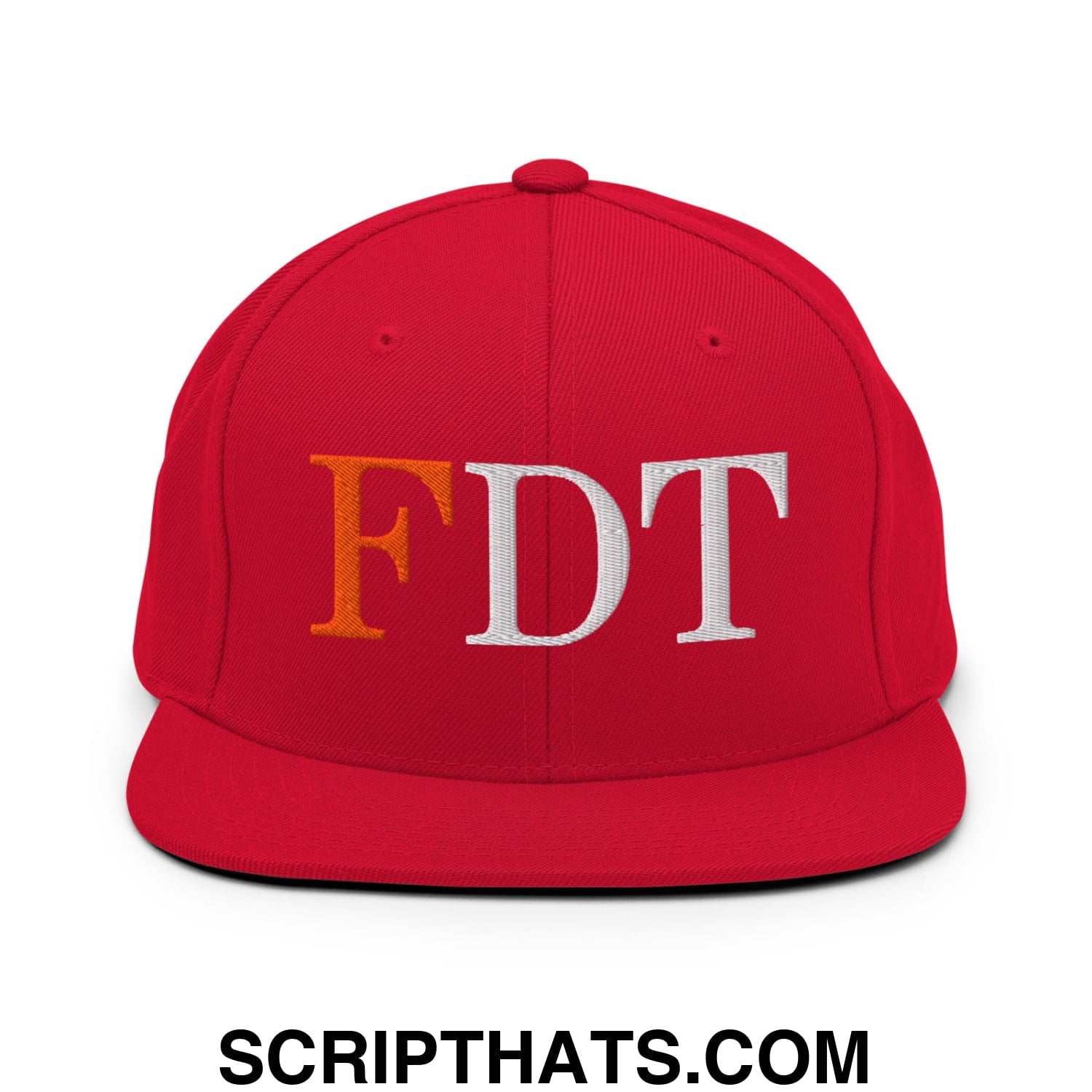 FDT Fuck Donald Trump Embroidered Flat Brim Bill Snapback Hat Red