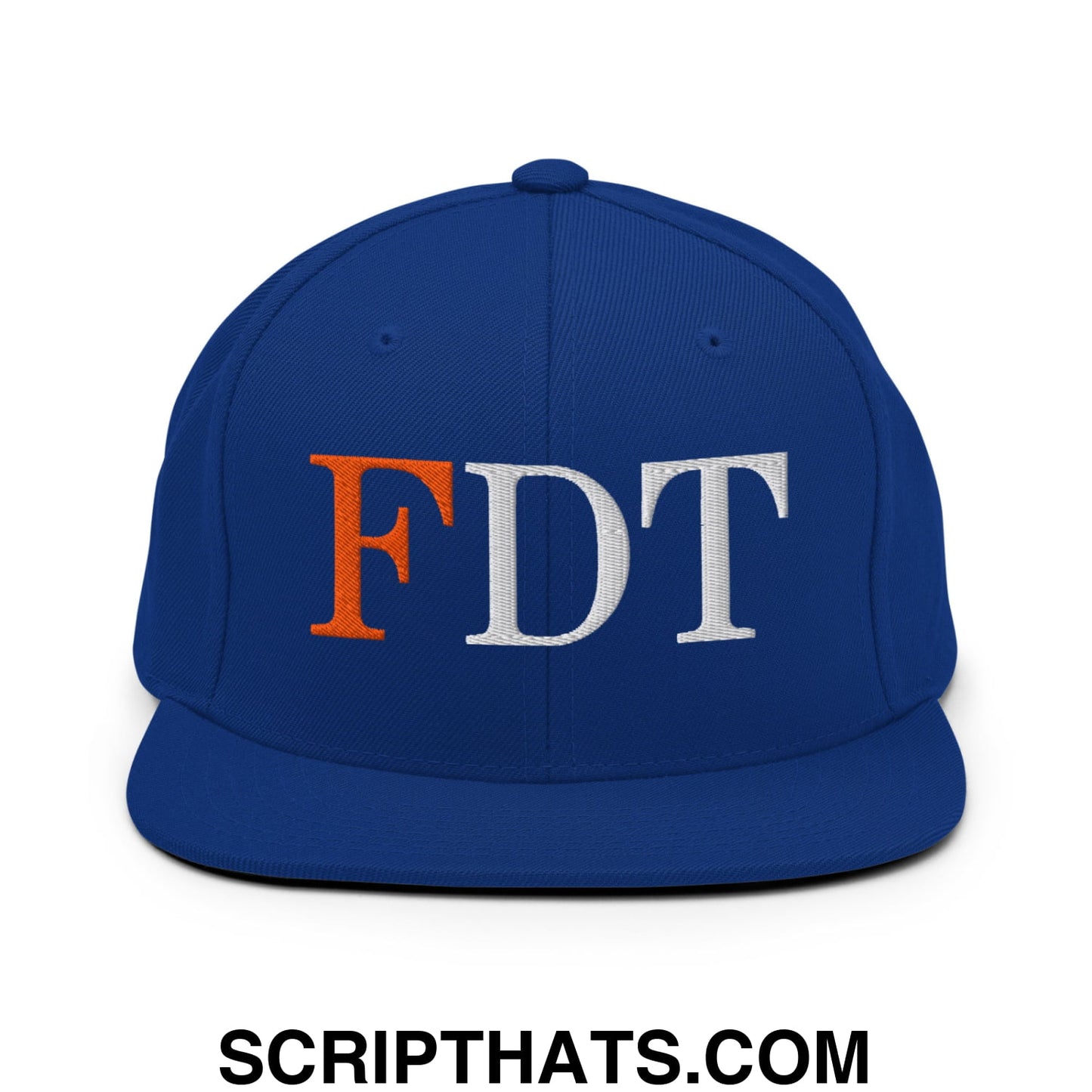 FDT Fuck Donald Trump Embroidered Flat Brim Bill Snapback Hat Royal Blue
