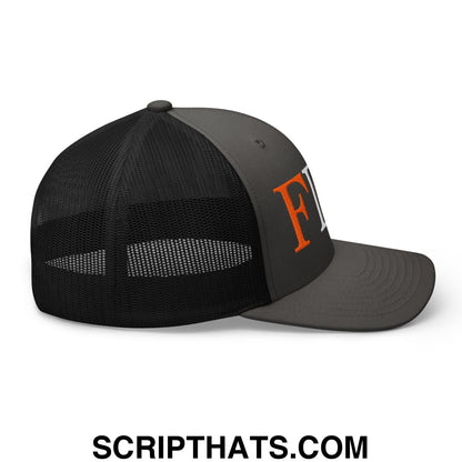 FDT Fuck Donald Trump Embroidered Mesh Trucker Hat Charcoal Black