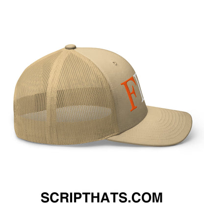 FDT Fuck Donald Trump Embroidered Mesh Trucker Hat Khaki