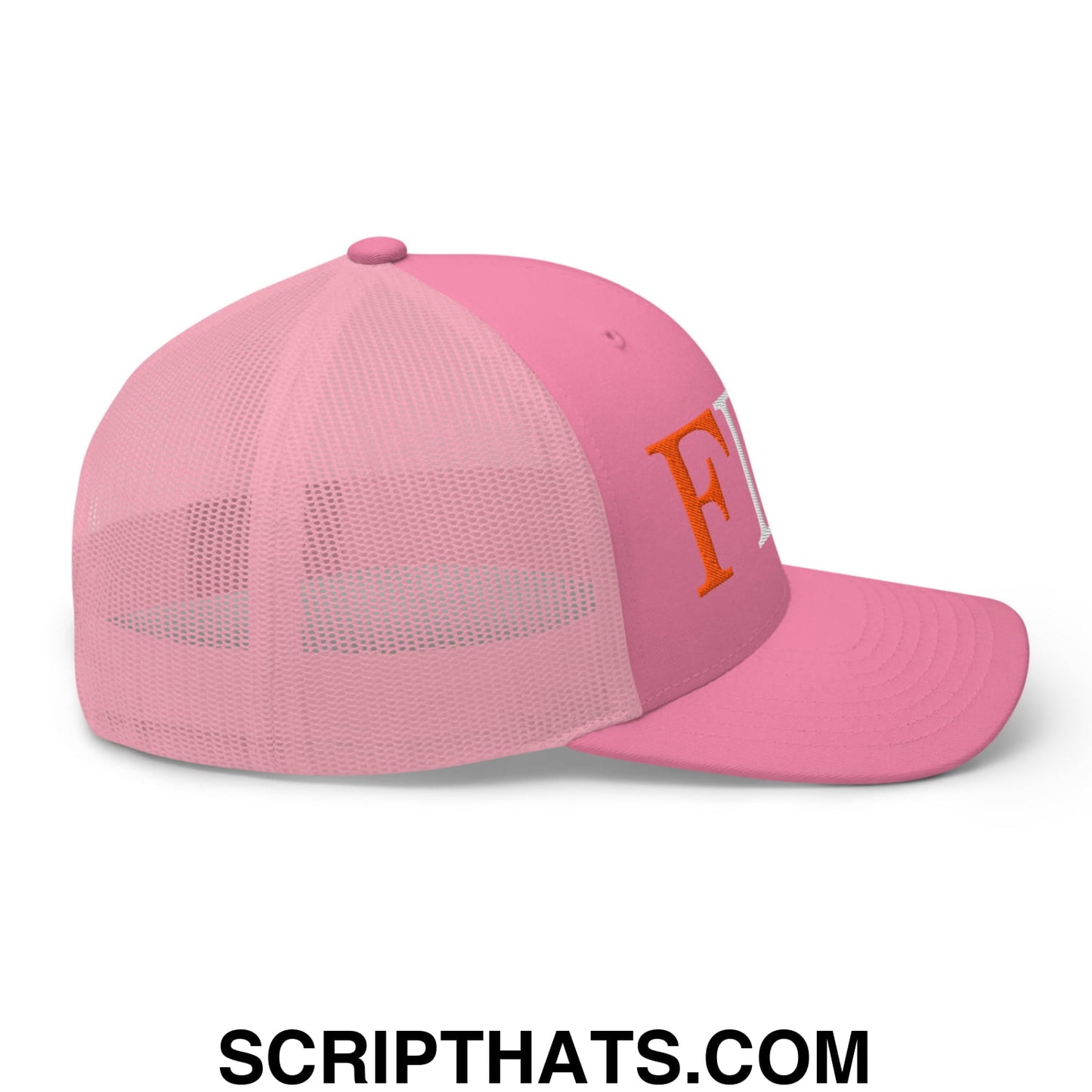 FDT Fuck Donald Trump Embroidered Mesh Trucker Hat Pink