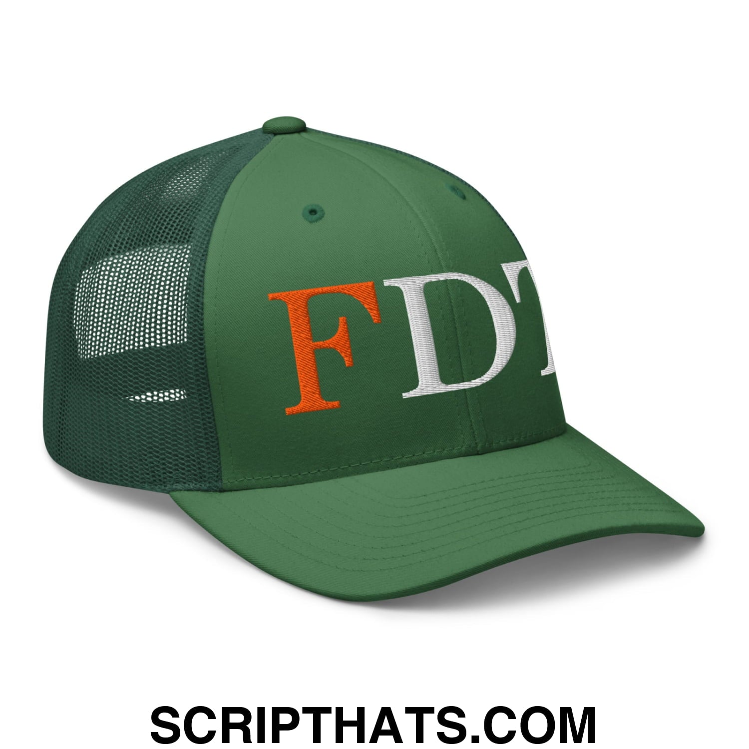 FDT Fuck Donald Trump Embroidered Mesh Trucker Hat Evergreen