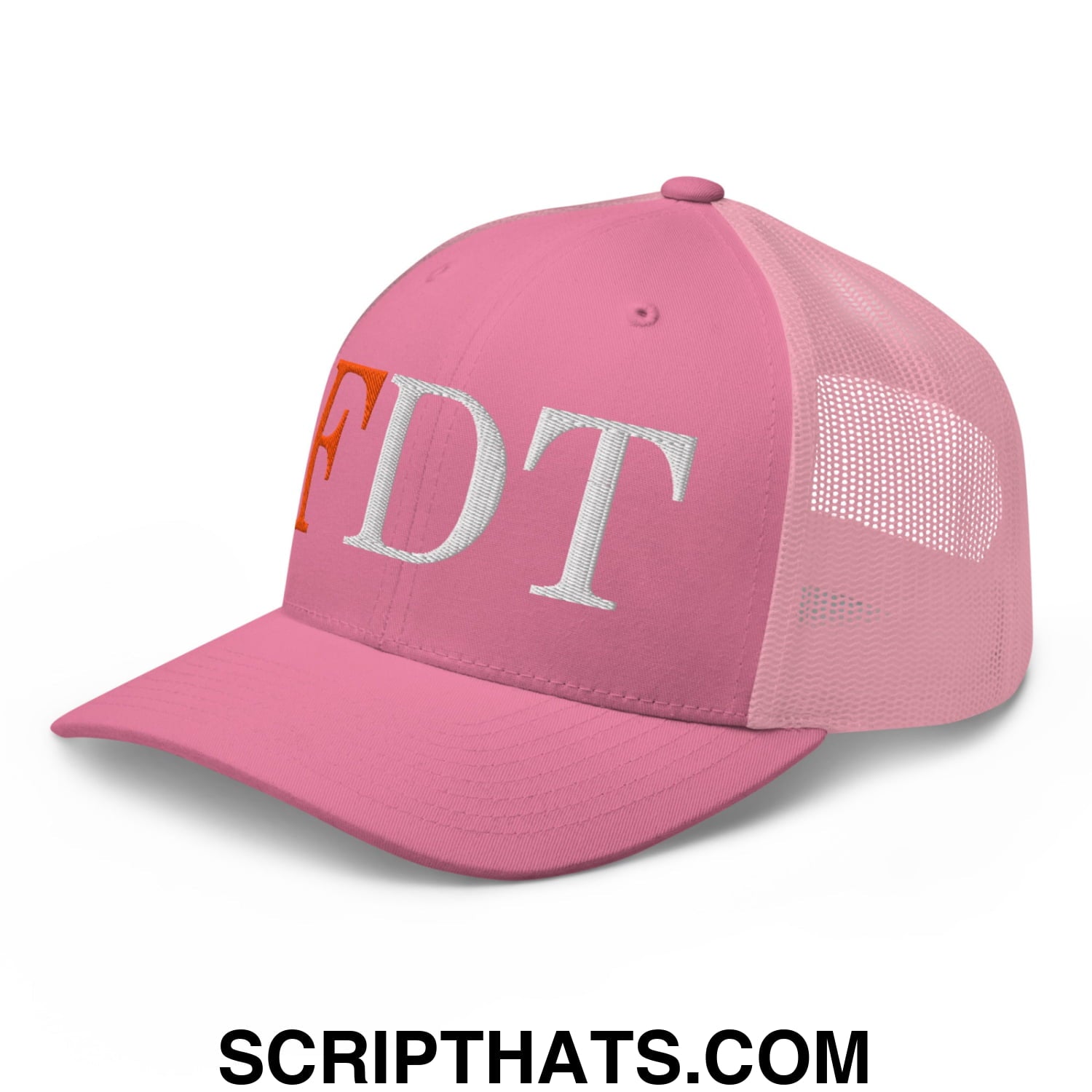 FDT Fuck Donald Trump Embroidered Mesh Trucker Hat Pink