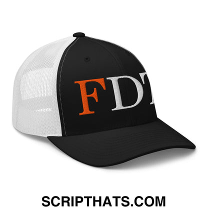 FDT Fuck Donald Trump Embroidered Mesh Trucker Hat Black White