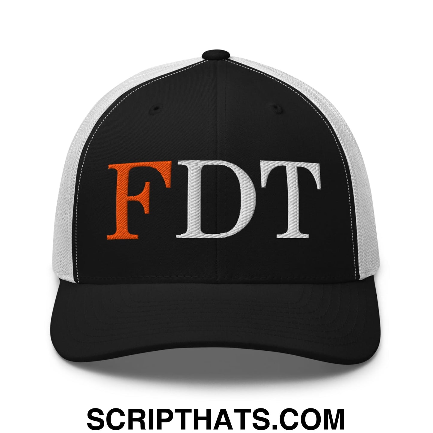 FDT Fuck Donald Trump Embroidered Mesh Trucker Hat Black White