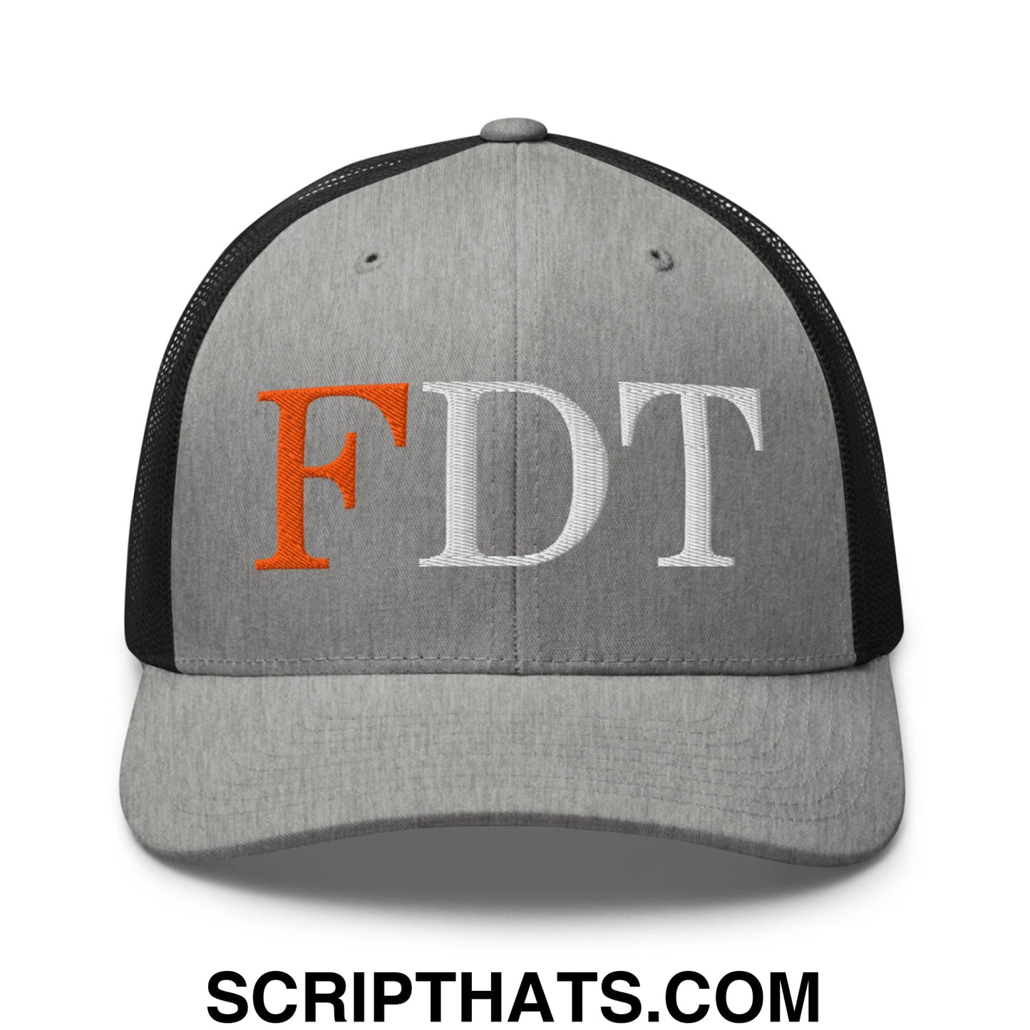 FDT Fuck Donald Trump Embroidered Mesh Trucker Hat Heather Black