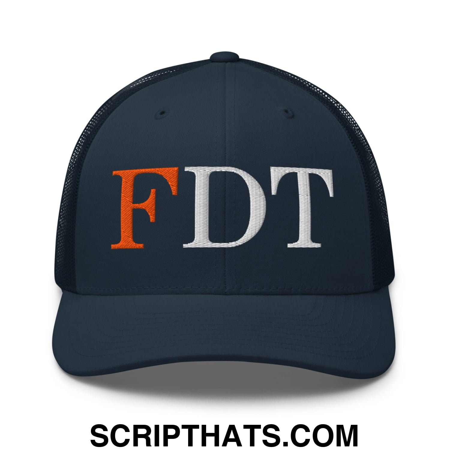 FDT Fuck Donald Trump Embroidered Mesh Trucker Hat Navy