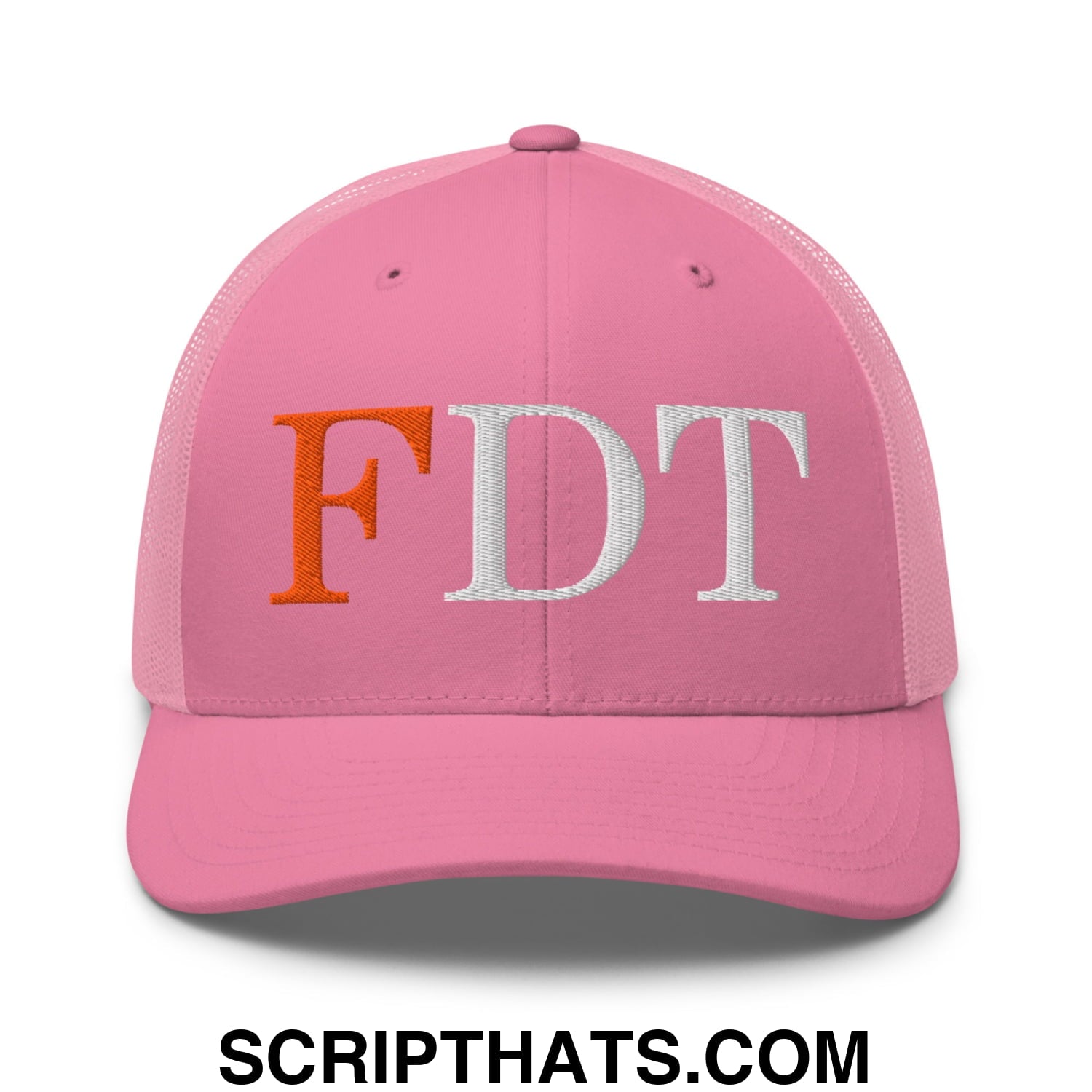 FDT Fuck Donald Trump Embroidered Mesh Trucker Hat Pink