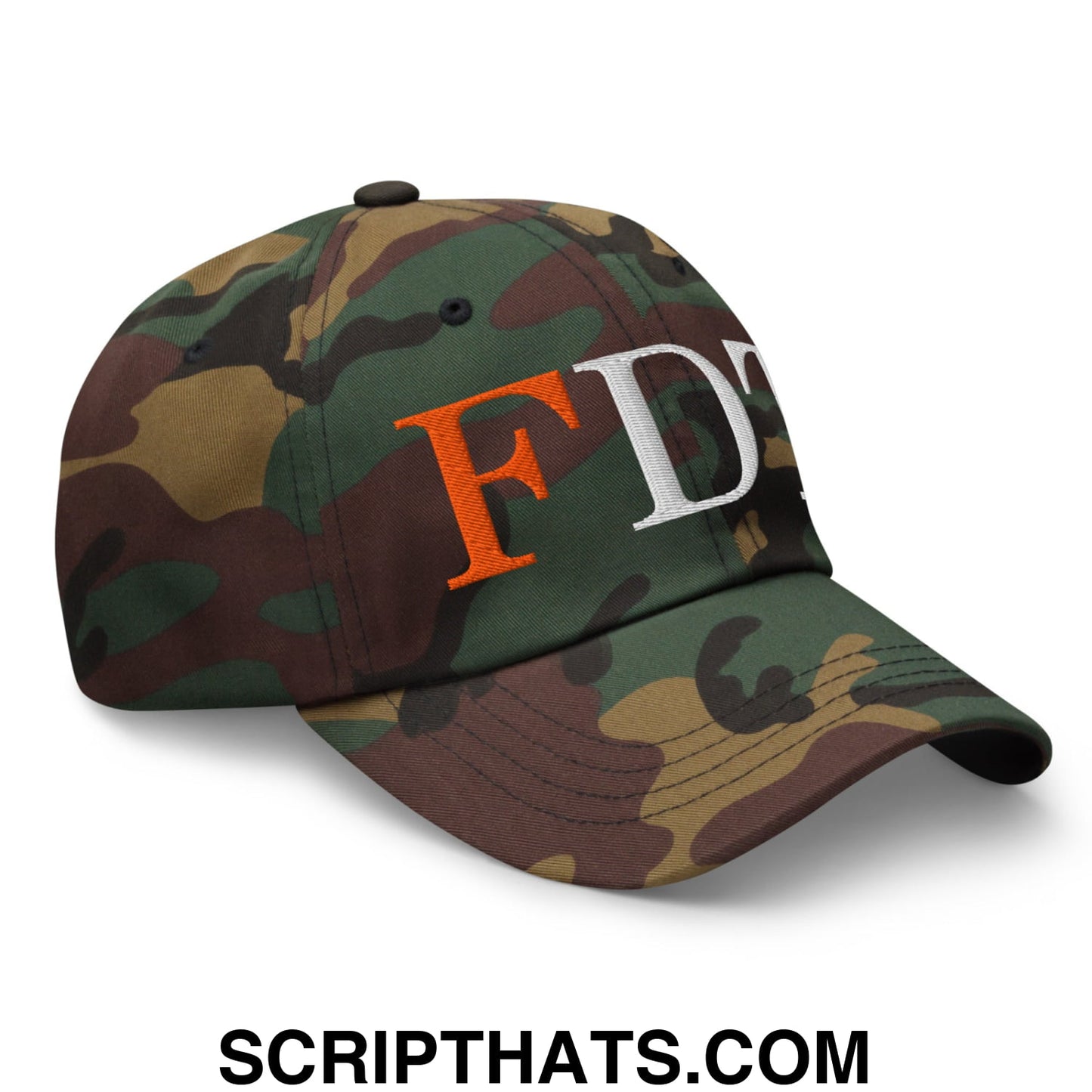 FDT Fuck Donald Trump Embroidered Unstructured Dad Hat Green Camo