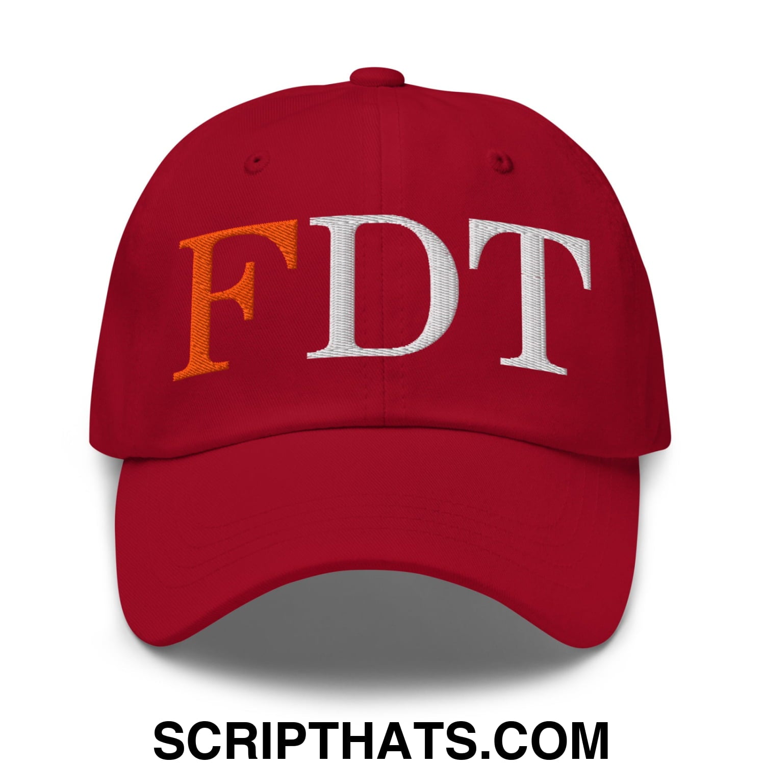 FDT Fuck Donald Trump Embroidered Unstructured Dad Hat Cranberry