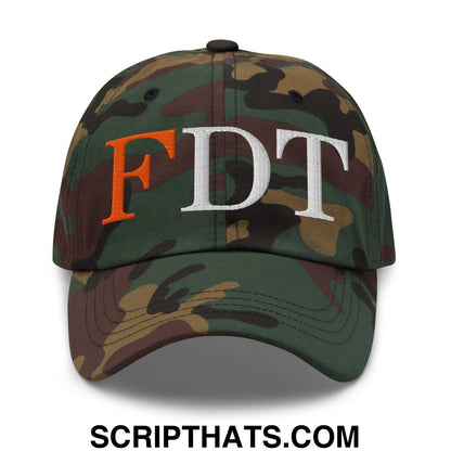 FDT Fuck Donald Trump Embroidered Unstructured Dad Hat Green Camo
