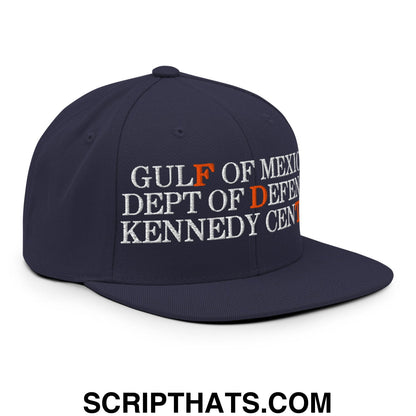 FDT Gulf of Mexico Dept of Defense Kennedy Center Embroidered Flat Bill Brim Snapback Hat Navy