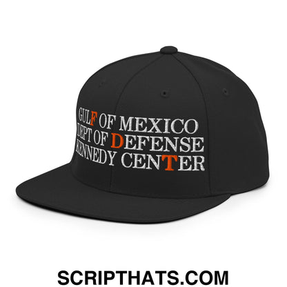 FDT Gulf of Mexico Dept of Defense Kennedy Center Embroidered Flat Bill Brim Snapback Hat Black