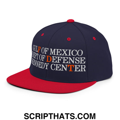 FDT Gulf of Mexico Dept of Defense Kennedy Center Embroidered Flat Bill Brim Snapback Hat Navy Red