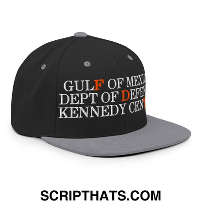FDT Gulf of Mexico Dept of Defense Kennedy Center Embroidered Flat Bill Brim Snapback Hat Black Silver