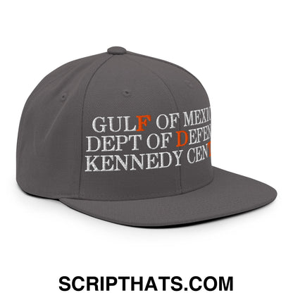 FDT Gulf of Mexico Dept of Defense Kennedy Center Embroidered Flat Bill Brim Snapback Hat Dark Grey