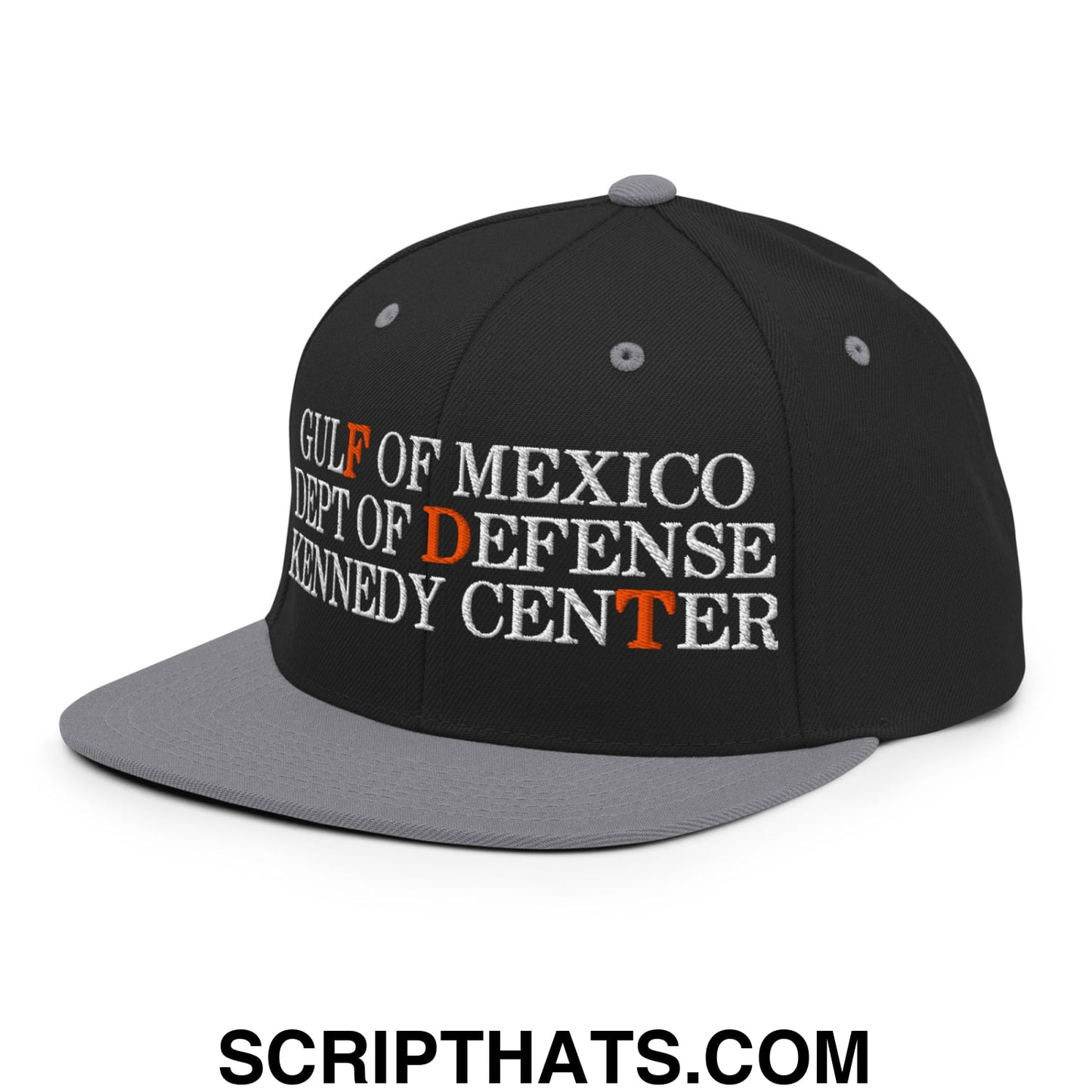 FDT Gulf of Mexico Dept of Defense Kennedy Center Embroidered Flat Bill Brim Snapback Hat Black Silver