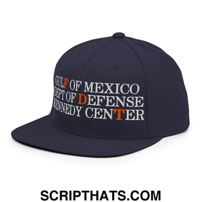 FDT Gulf of Mexico Dept of Defense Kennedy Center Embroidered Flat Bill Brim Snapback Hat Navy
