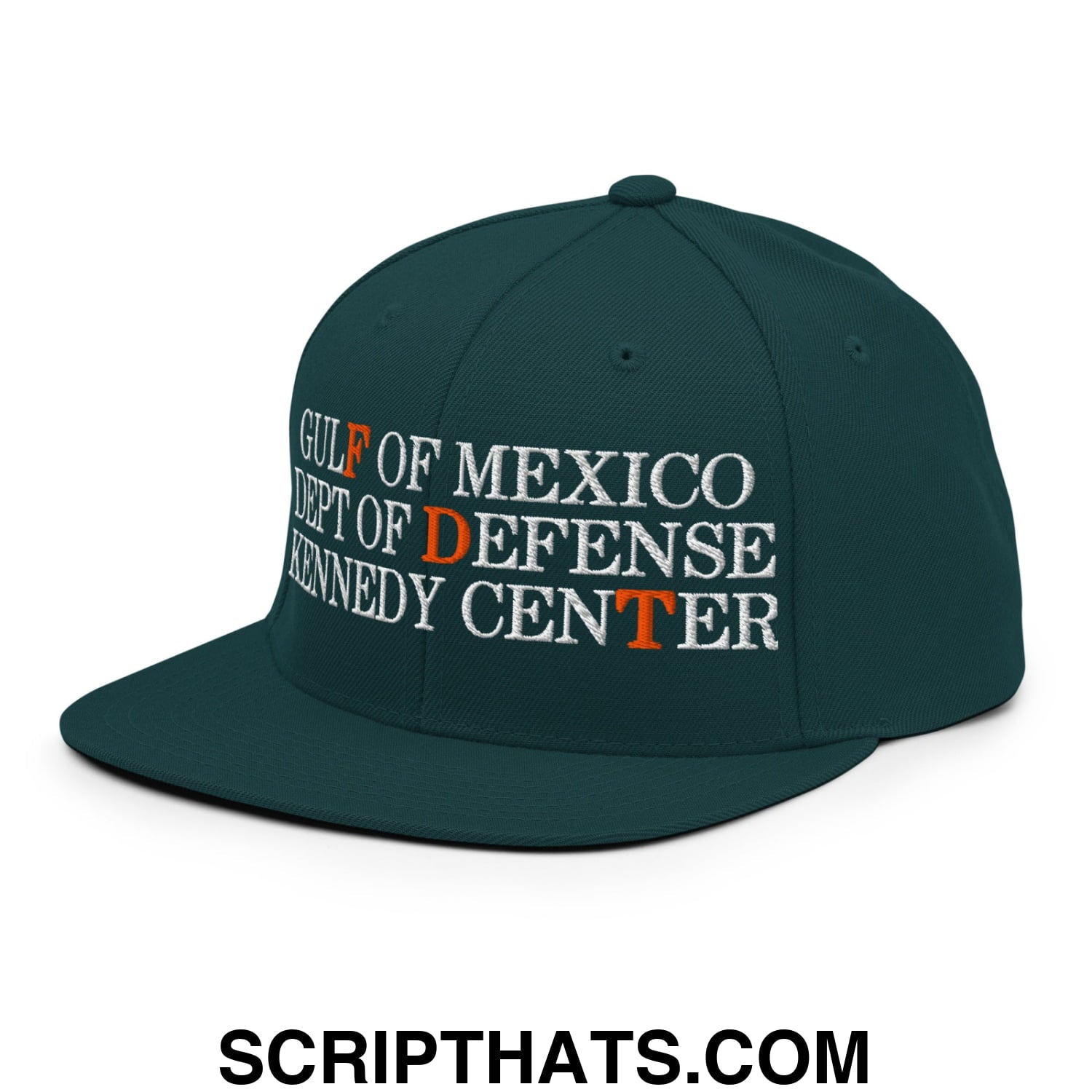 FDT Gulf of Mexico Dept of Defense Kennedy Center Embroidered Flat Bill Brim Snapback Hat Spruce