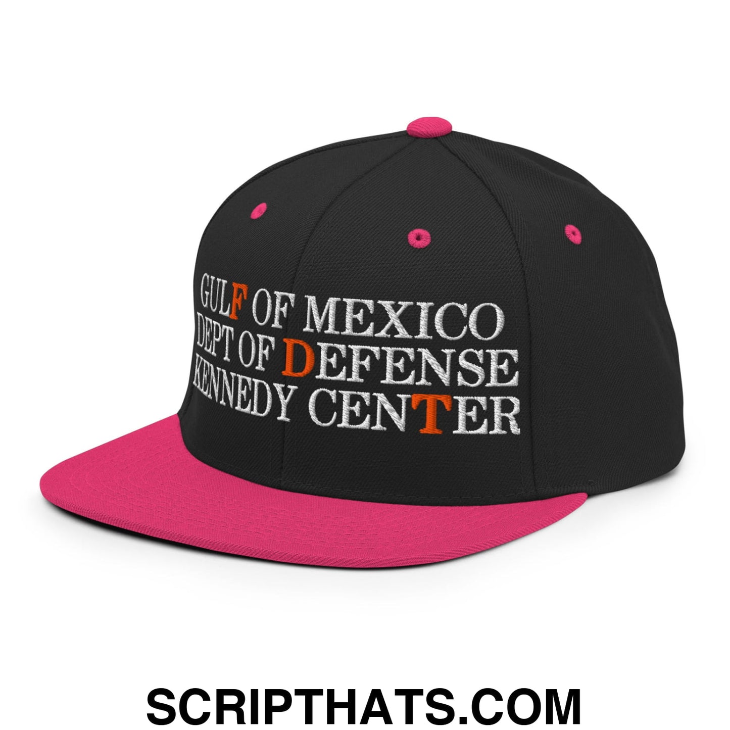 FDT Gulf of Mexico Dept of Defense Kennedy Center Embroidered Flat Bill Brim Snapback Hat Black Neon Pink