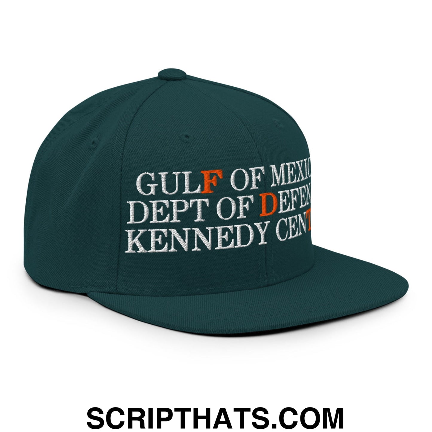 FDT Gulf of Mexico Dept of Defense Kennedy Center Embroidered Flat Bill Brim Snapback Hat Spruce