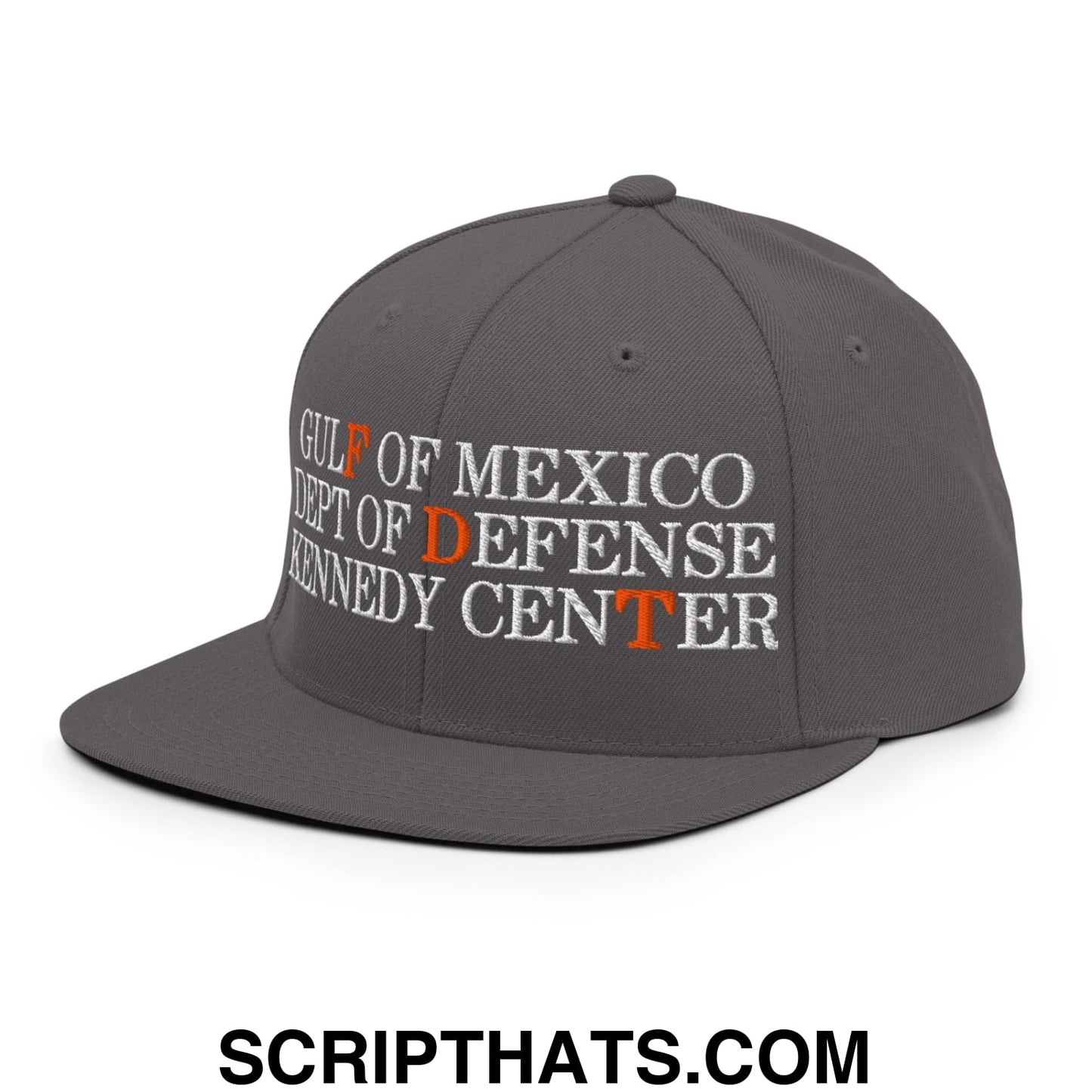 FDT Gulf of Mexico Dept of Defense Kennedy Center Embroidered Flat Bill Brim Snapback Hat Dark Grey