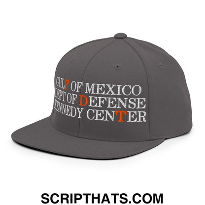 FDT Gulf of Mexico Dept of Defense Kennedy Center Embroidered Flat Bill Brim Snapback Hat Dark Grey