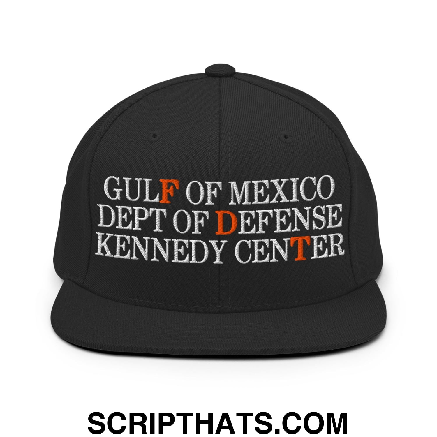 FDT Gulf of Mexico Dept of Defense Kennedy Center Embroidered Flat Bill Brim Snapback Hat Black