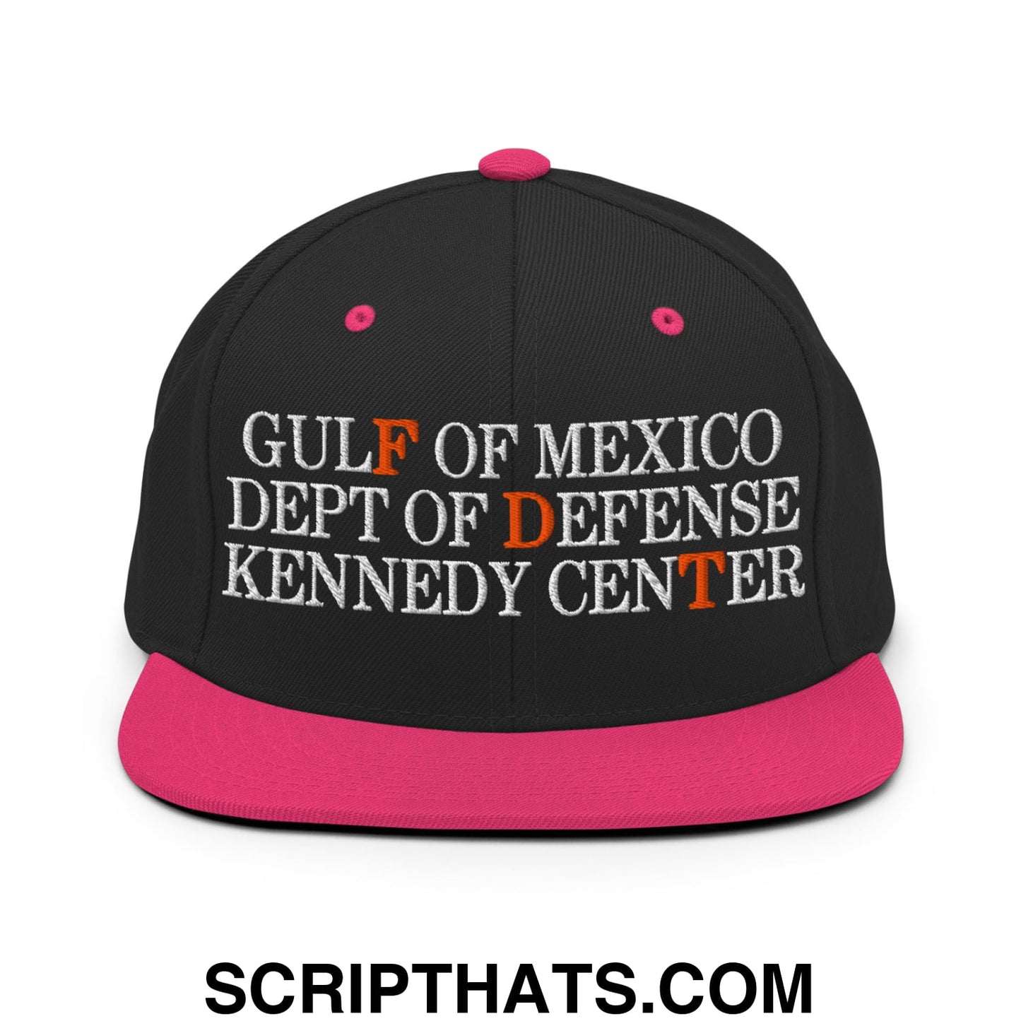FDT Gulf of Mexico Dept of Defense Kennedy Center Embroidered Flat Bill Brim Snapback Hat Black Neon Pink
