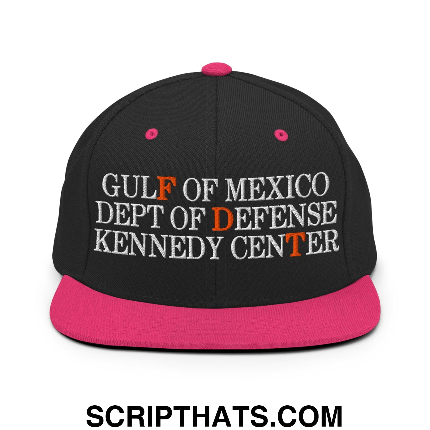 FDT Gulf of Mexico Dept of Defense Kennedy Center Embroidered Flat Bill Brim Snapback Hat Black Neon Pink