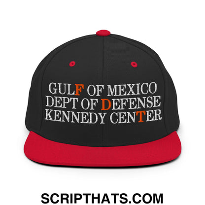 FDT Gulf of Mexico Dept of Defense Kennedy Center Embroidered Flat Bill Brim Snapback Hat Black Red