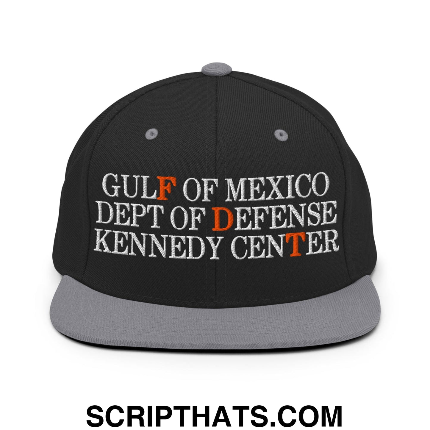 FDT Gulf of Mexico Dept of Defense Kennedy Center Embroidered Flat Bill Brim Snapback Hat Black Silver